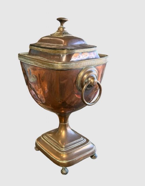 ANTIQUE COPPER AND BRASS SAMOVAR TRADITIONAL TEA URN DECORATIVE COLLECTIBLE - ADDITIONAL PHOTO 6