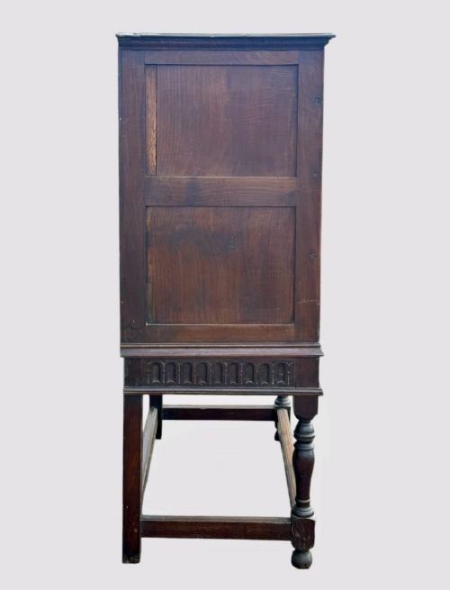 18TH CENTURY ANTIQUE OAK CHEST ON STAND GEORGIAN CABINET DRAWER STORAGE CUPBOARD - ADDITIONAL PHOTO 3