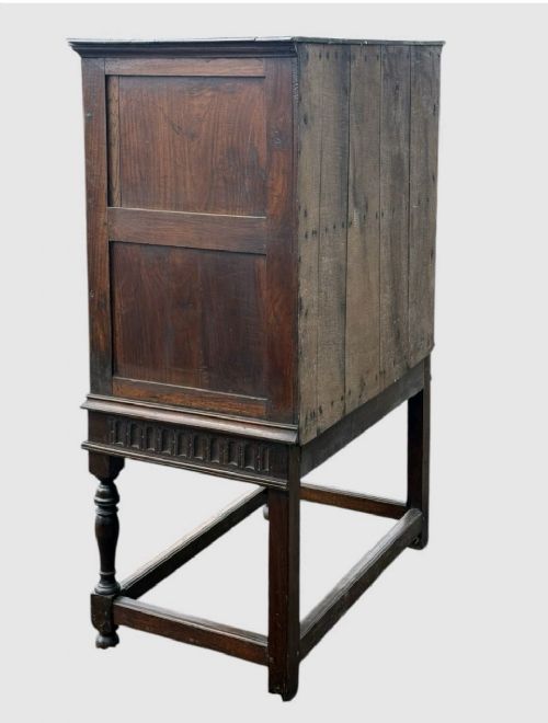 18TH CENTURY ANTIQUE OAK CHEST ON STAND GEORGIAN CABINET DRAWER STORAGE CUPBOARD - ADDITIONAL PHOTO 4