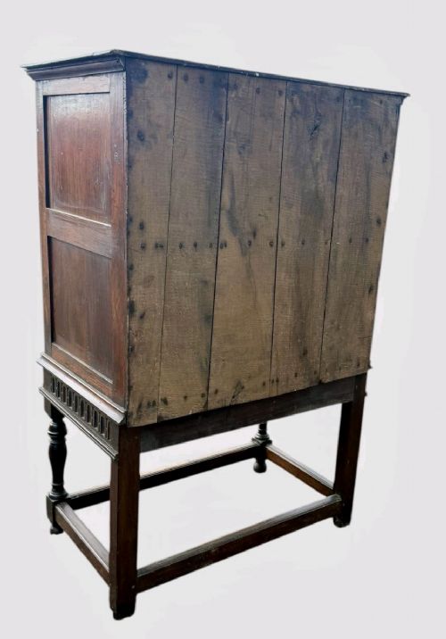 18TH CENTURY ANTIQUE OAK CHEST ON STAND GEORGIAN CABINET DRAWER STORAGE CUPBOARD - ADDITIONAL PHOTO 5