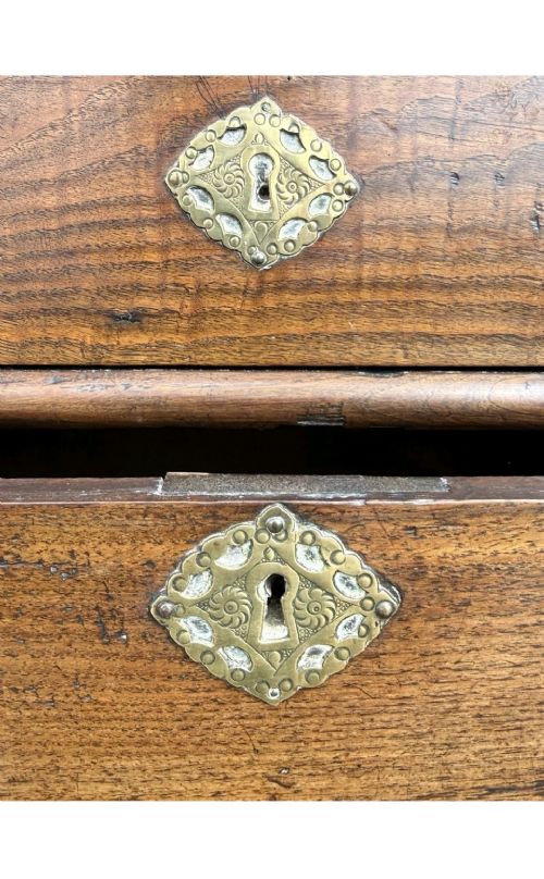 18TH CENTURY ANTIQUE OAK CHEST ON STAND GEORGIAN CABINET DRAWER STORAGE CUPBOARD - ADDITIONAL PHOTO 7