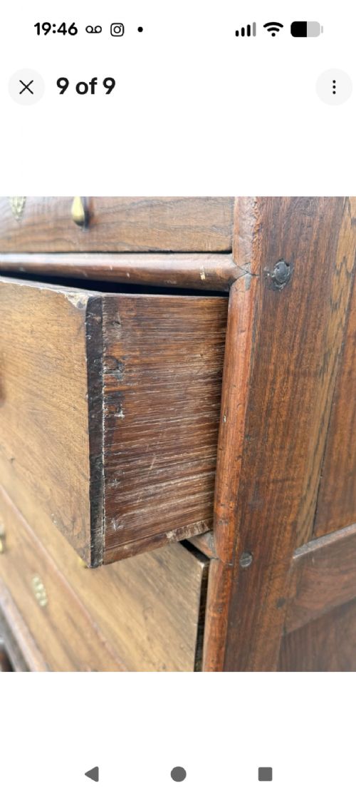 18TH CENTURY ANTIQUE OAK CHEST ON STAND GEORGIAN CABINET DRAWER STORAGE CUPBOARD - ADDITIONAL PHOTO 8