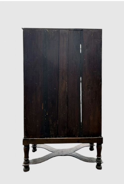 ANTIQUE 19TH CENTURY OAK DISPLAY CABINET BOOKCASE GLAZED DOORS SHELVING - ADDITIONAL PHOTO 3