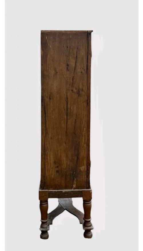 ANTIQUE 19TH CENTURY OAK DISPLAY CABINET BOOKCASE GLAZED DOORS SHELVING - ADDITIONAL PHOTO 4