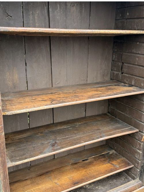 ANTIQUE 19TH CENTURY OAK DISPLAY CABINET BOOKCASE GLAZED DOORS SHELVING - ADDITIONAL PHOTO 9