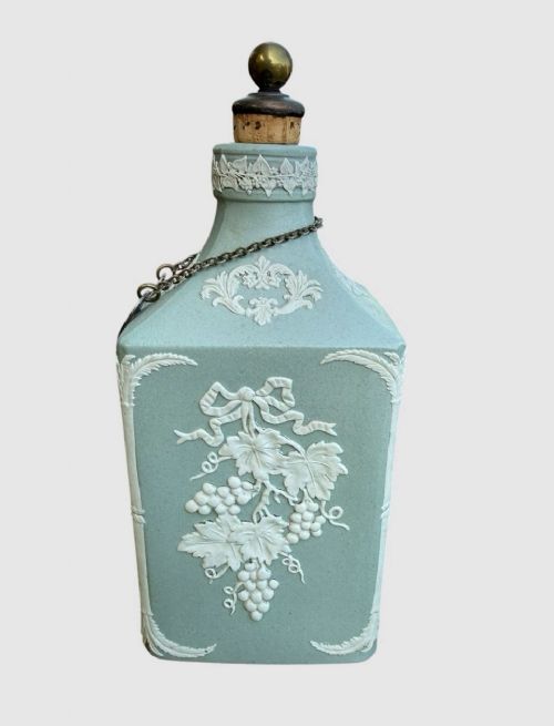 ANTIQUE PAIR 19TH CENTURY JASPER SPIRIT FLAGONS DECANTERS COLLECTIBLE - ADDITIONAL PHOTO 3