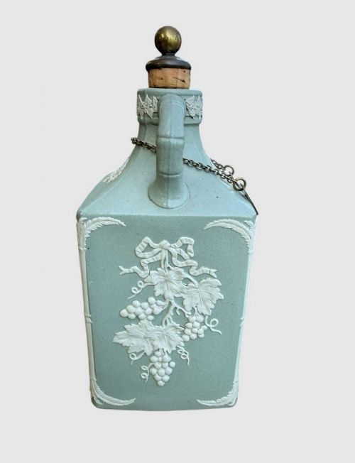 ANTIQUE PAIR 19TH CENTURY JASPER SPIRIT FLAGONS DECANTERS COLLECTIBLE - ADDITIONAL PHOTO 4
