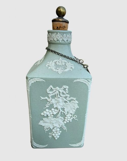 ANTIQUE PAIR 19TH CENTURY JASPER SPIRIT FLAGONS DECANTERS COLLECTIBLE - ADDITIONAL PHOTO 9