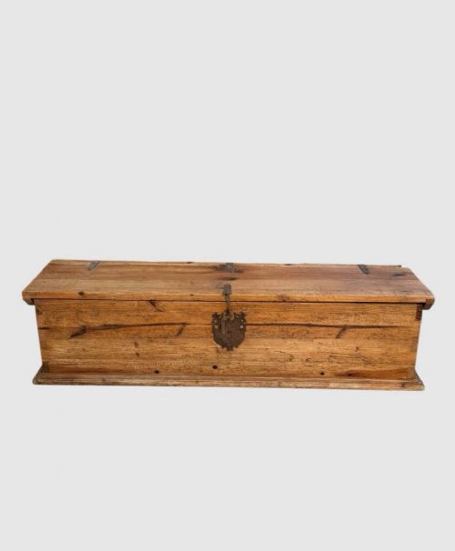 ANTIQUE PINE LARGE CHEST STORAGE TRUNK