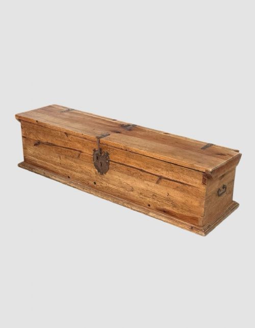 ANTIQUE PINE LARGE CHEST STORAGE TRUNK - ADDITIONAL PHOTO 1