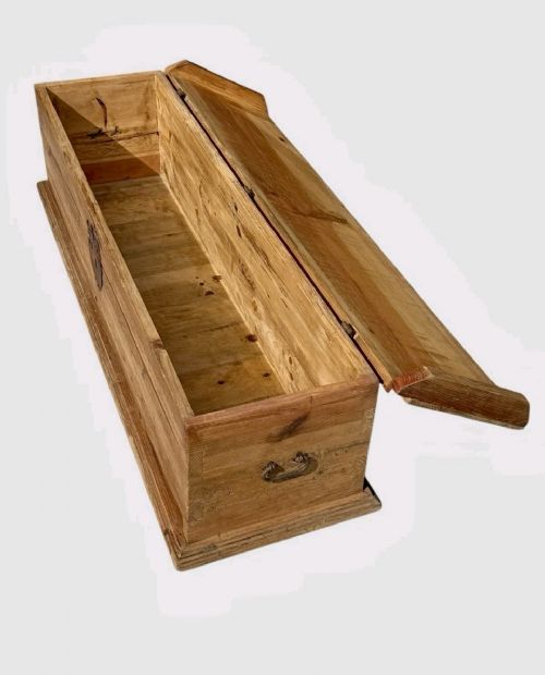 ANTIQUE PINE LARGE CHEST STORAGE TRUNK - ADDITIONAL PHOTO 5