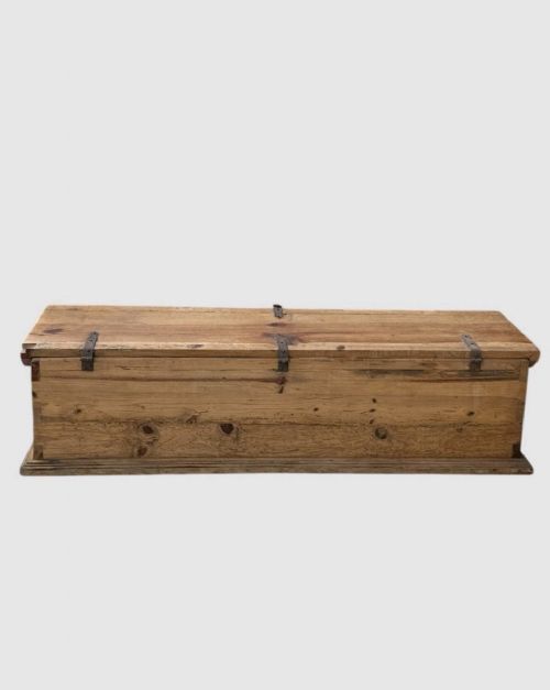 ANTIQUE PINE LARGE CHEST STORAGE TRUNK - ADDITIONAL PHOTO 6