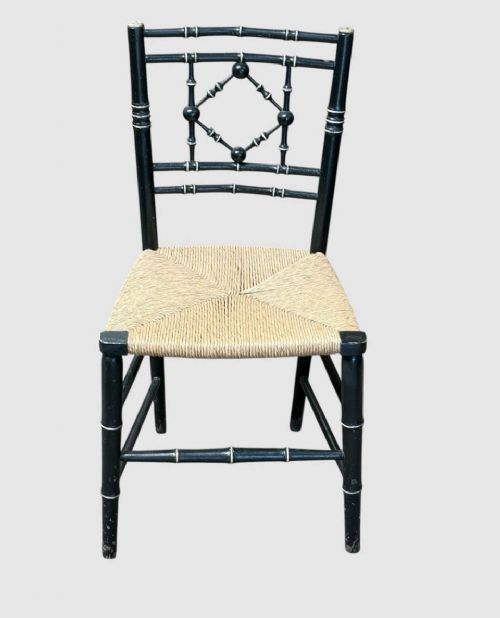 ANTIQUE AESTHETIC MOVEMENT HALL CHAIR CARVED WOODEN SIDE CHAIR VICTORIAN