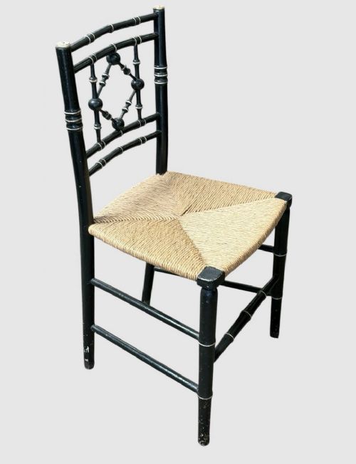ANTIQUE AESTHETIC MOVEMENT HALL CHAIR CARVED WOODEN SIDE CHAIR VICTORIAN - ADDITIONAL PHOTO 1