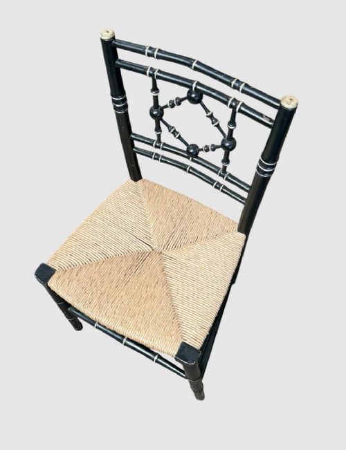 ANTIQUE AESTHETIC MOVEMENT HALL CHAIR CARVED WOODEN SIDE CHAIR VICTORIAN - ADDITIONAL PHOTO 5