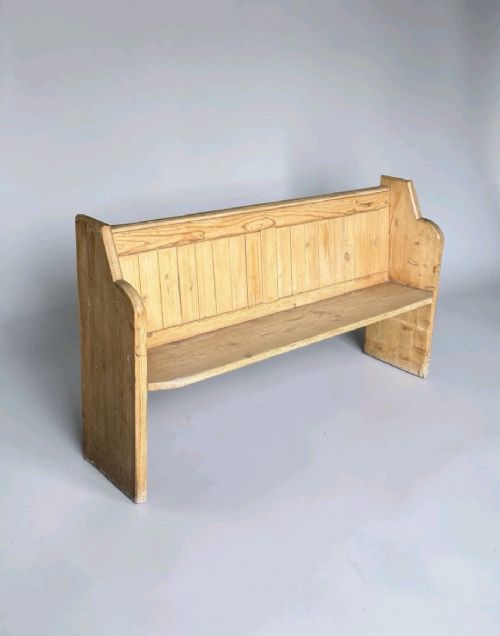 ANTIQUE PINE CHURCH PEW SOLID WOOD CHAPEL BENCH RUSTIC SEATING VINTAGE - ADDITIONAL PHOTO 2