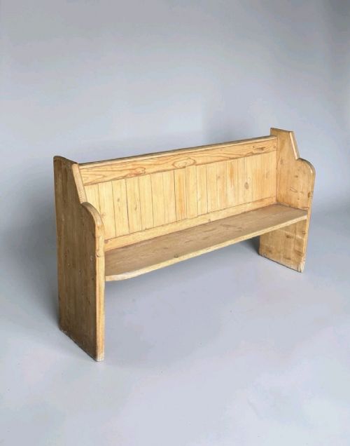 ANTIQUE PINE CHURCH PEW SOLID WOOD CHAPEL BENCH RUSTIC SEATING VINTAGE - ADDITIONAL PHOTO 3