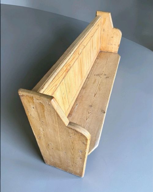 ANTIQUE PINE CHURCH PEW SOLID WOOD CHAPEL BENCH RUSTIC SEATING VINTAGE - ADDITIONAL PHOTO 4