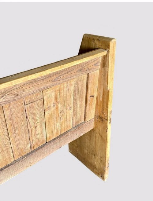 ANTIQUE PINE CHURCH PEW SOLID WOOD CHAPEL BENCH RUSTIC SEATING VINTAGE - ADDITIONAL PHOTO 6
