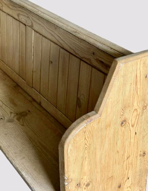 ANTIQUE PINE CHURCH PEW SOLID WOOD CHAPEL BENCH RUSTIC SEATING VINTAGE - ADDITIONAL PHOTO 8