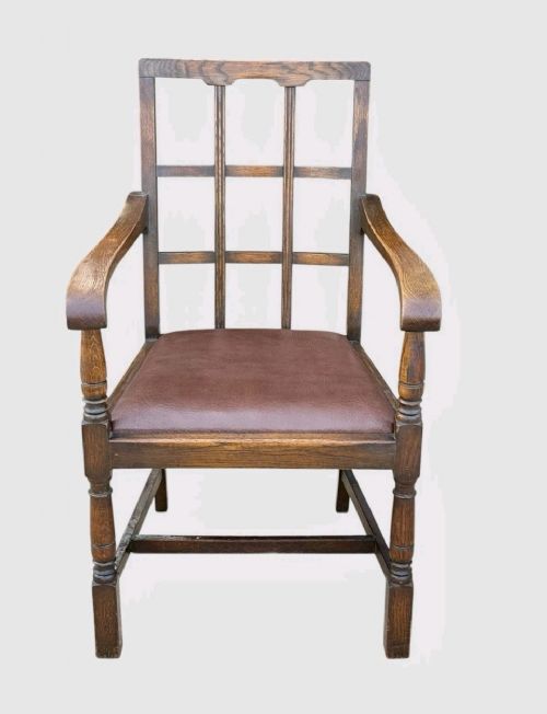 antique heals style oak armchair arts crafts lounge chair early 20th c - CATEGORY: ANTIQUE CHAIRS - DATED 1920