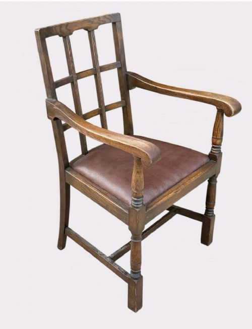 ANTIQUE HEALS STYLE OAK ARMCHAIR ARTS CRAFTS LOUNGE CHAIR EARLY 20TH C - ADDITIONAL PHOTO 1