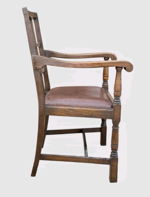 ANTIQUE HEALS STYLE OAK ARMCHAIR ARTS CRAFTS LOUNGE CHAIR EARLY 20TH C - ADDITIONAL PHOTO 2
