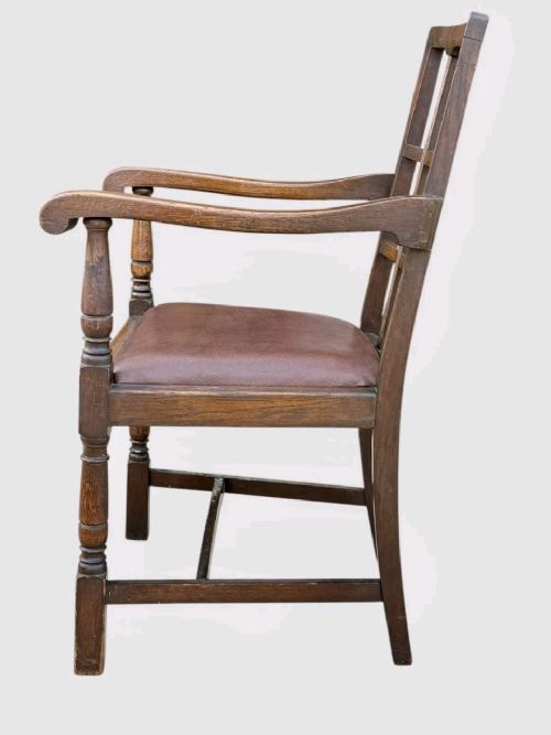 ANTIQUE HEALS STYLE OAK ARMCHAIR ARTS CRAFTS LOUNGE CHAIR EARLY 20TH C - ADDITIONAL PHOTO 3