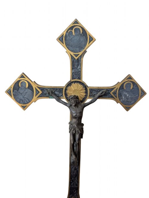 A PAIR OF FRENCH ART NOUVEAU ALTER CRUCIFIXES - ADDITIONAL PHOTO 4