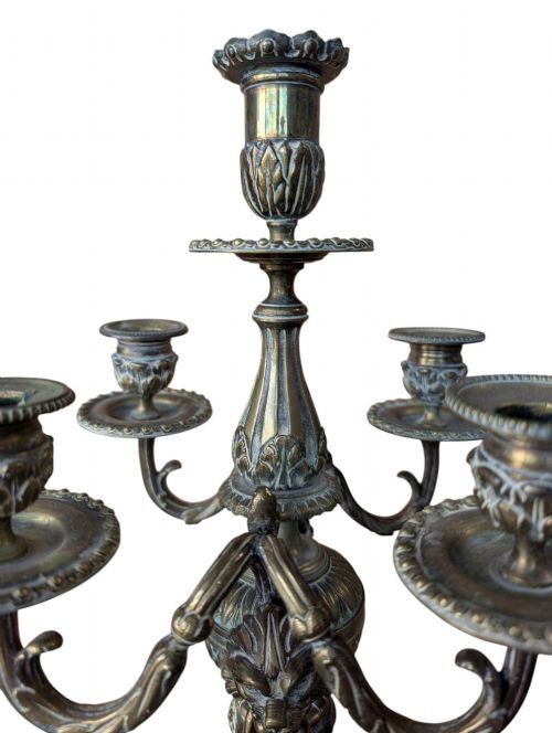 A PAIR OF BRONZE FIVELIGHT CANDLELABRA 1880C - ADDITIONAL PHOTO 6