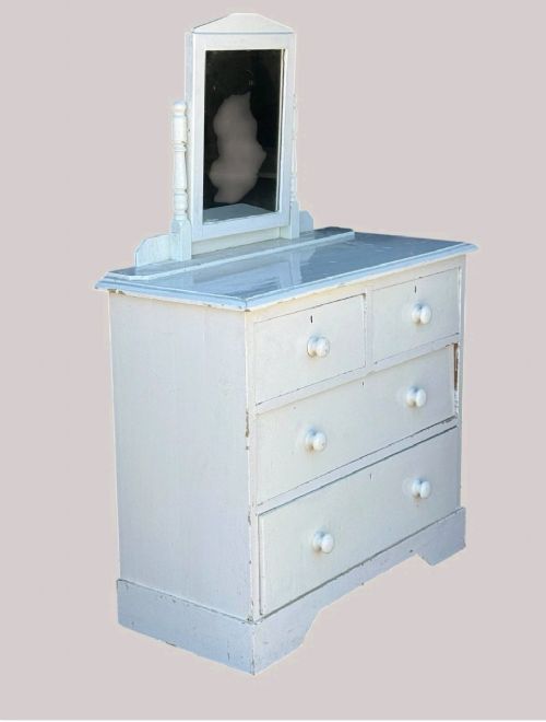 ANTIQUE VICTORIAN PINE PAINTED DRESSING TABLE - ADDITIONAL PHOTO 2