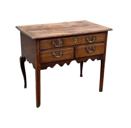 ANTIQUE GEORGIAN OAK LOWBOY SIDE TABLE 18TH CENTURY 3 DRAWER DRESSER BASE - ADDITIONAL PHOTO 1