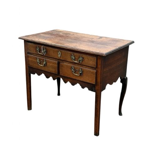 ANTIQUE GEORGIAN OAK LOWBOY SIDE TABLE 18TH CENTURY 3 DRAWER DRESSER BASE - ADDITIONAL PHOTO 2