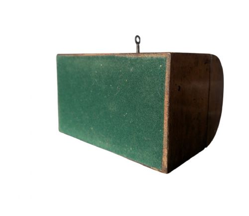 A nineteenth-century dark brown wooden tea caddy featuring a domed lid and a central keyhole. View IX