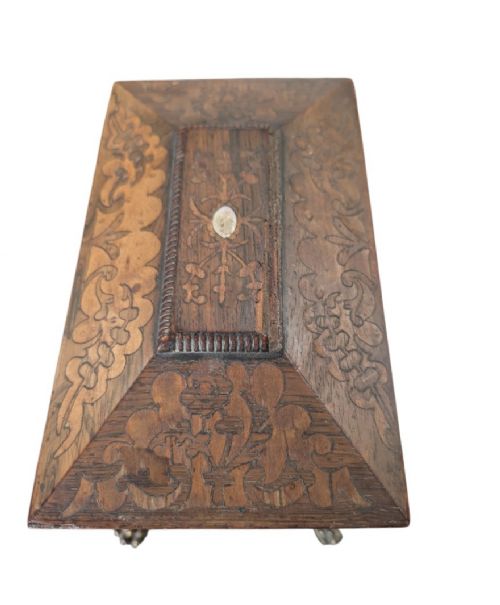 VICTORIAN ROSEWOOD INLAY TEA CADDY NOW JEWELRY BOX - ADDITIONAL PHOTO 6