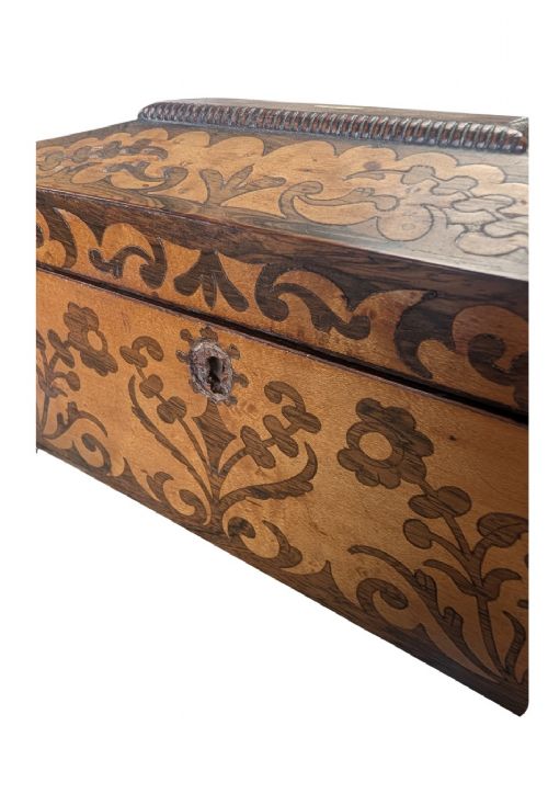 VICTORIAN ROSEWOOD INLAY TEA CADDY NOW JEWELRY BOX - ADDITIONAL PHOTO 7