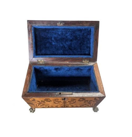 VICTORIAN ROSEWOOD INLAY TEA CADDY NOW JEWELRY BOX - ADDITIONAL PHOTO 8