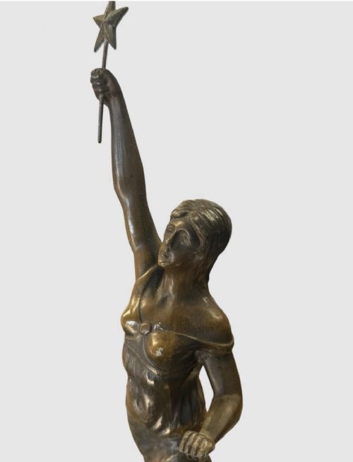 PAIR ANTIQUE CAST BRONZE STATUES FIGURES SCULPTURES ORNATE PATINA DECORATIVE - ADDITIONAL PHOTO 4