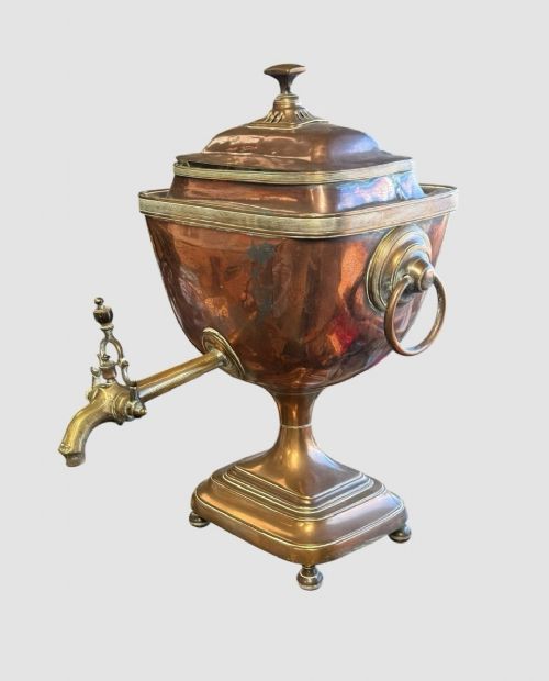 antique copper and brass samovar traditional tea urn decorative collectible - CATEGORY: ANTIQUE METAL - DATED 19TH CENTURY