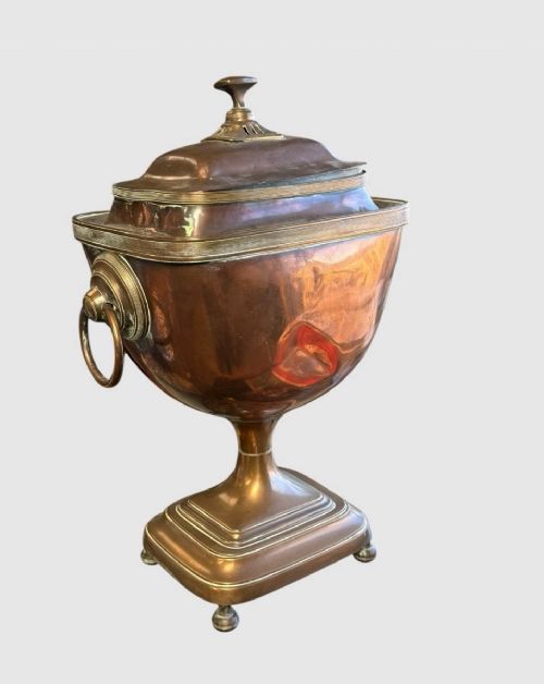 ANTIQUE COPPER AND BRASS SAMOVAR TRADITIONAL TEA URN DECORATIVE COLLECTIBLE - ADDITIONAL PHOTO 3