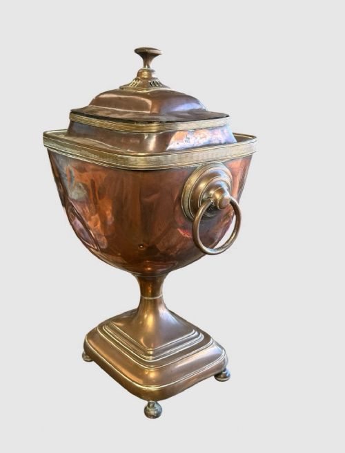 ANTIQUE COPPER AND BRASS SAMOVAR TRADITIONAL TEA URN DECORATIVE COLLECTIBLE - ADDITIONAL PHOTO 6