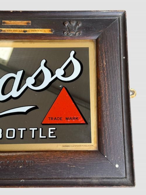 ANTIQUE BASS CO BASS IN BOTTLE PUB ADVERTISING MIRROR SIGN OAK FRAME - ADDITIONAL PHOTO 5