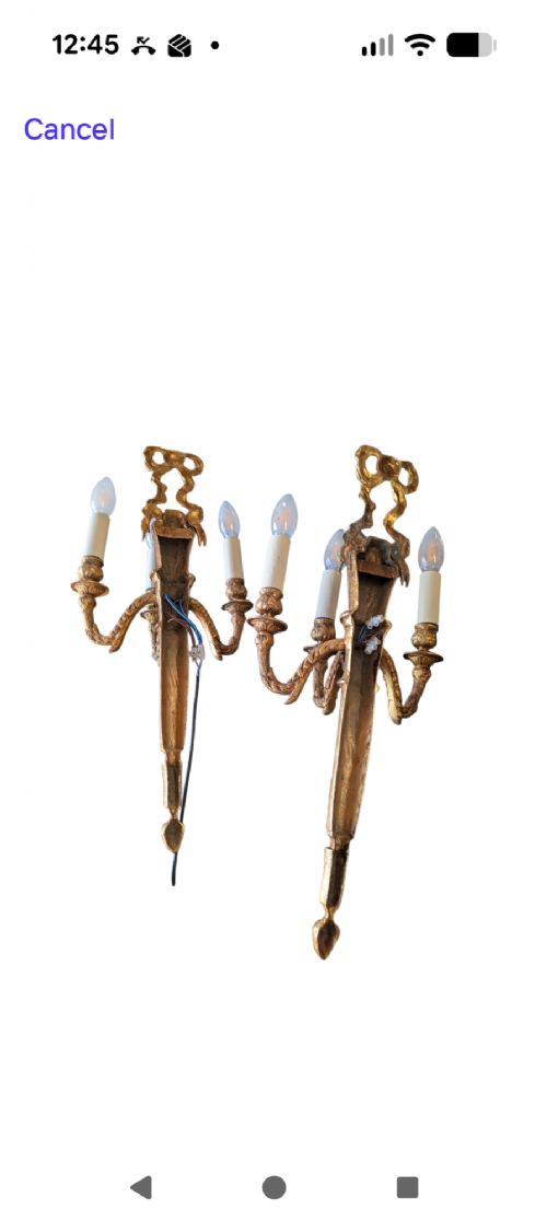 ANTIQUE STYLE LOUIS XVI NEOCLASSICAL BRASS WALL LIGHTS - ADDITIONAL PHOTO 1