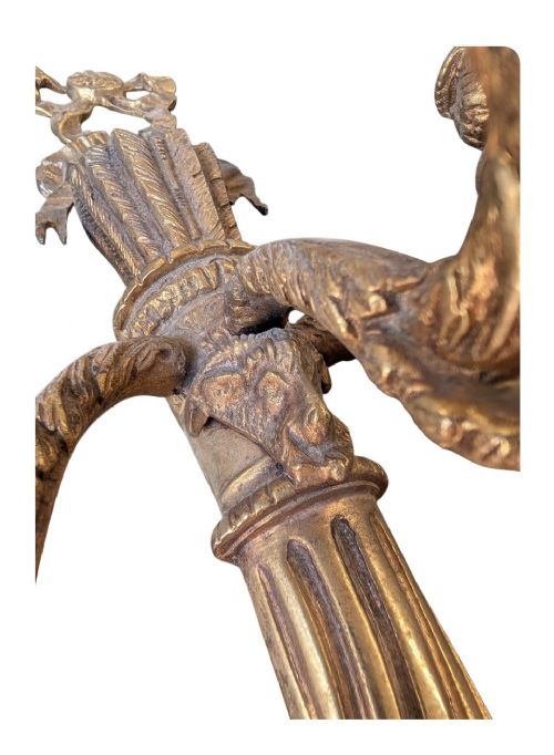 ANTIQUE STYLE LOUIS XVI NEOCLASSICAL BRASS WALL LIGHTS - ADDITIONAL PHOTO 2