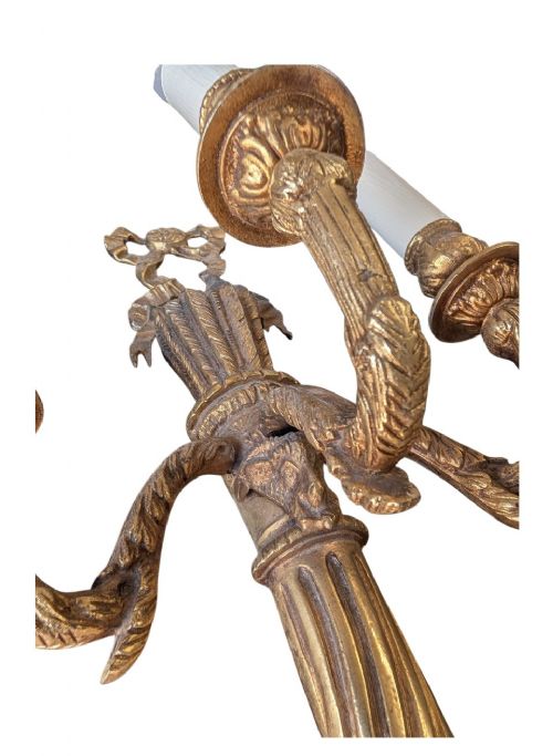 ANTIQUE STYLE LOUIS XVI NEOCLASSICAL BRASS WALL LIGHTS - ADDITIONAL PHOTO 6