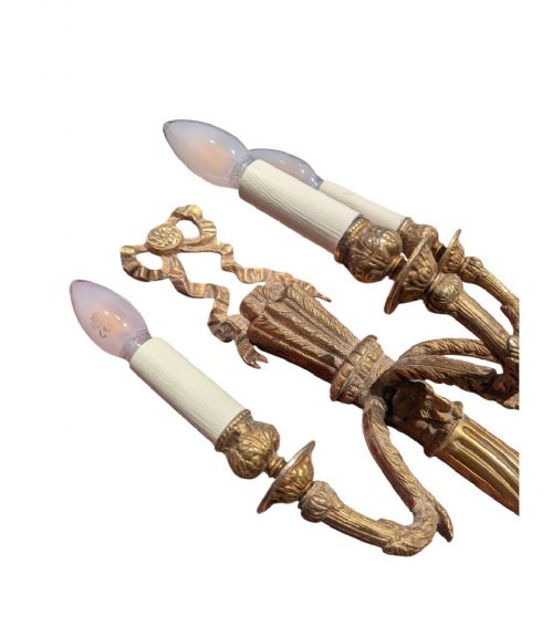 ANTIQUE STYLE LOUIS XVI NEOCLASSICAL BRASS WALL LIGHTS - ADDITIONAL PHOTO 8