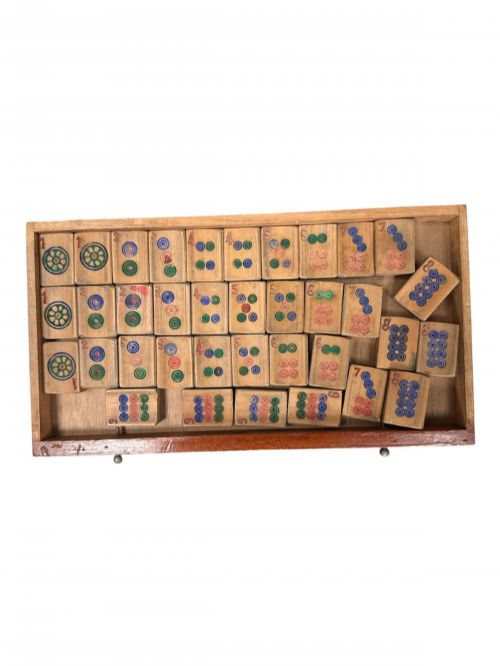 ANTIQUE CHINESE MAHJONG SET IN FITTED WOODEN CABINET - ADDITIONAL PHOTO 4