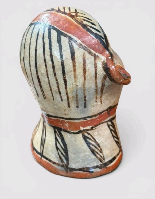 VINTAGE PERUVIAN CLAY HEAD SCULPTURE POTTERY BUST FOLK ART TRIBAL FIGURE - ADDITIONAL PHOTO 4