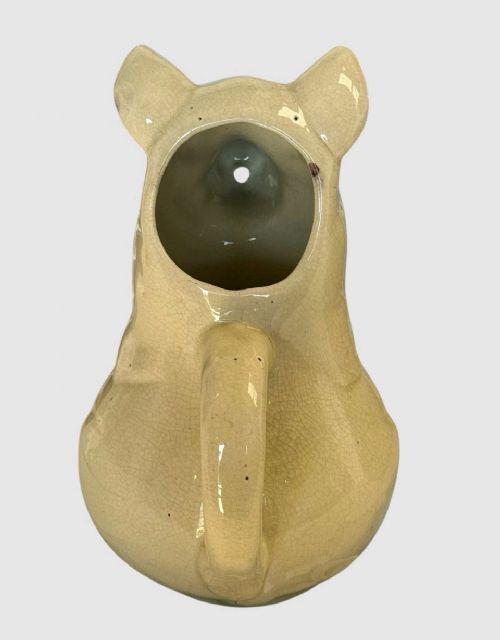 ANTIQUE MAJOLICA GLAZED CERAMIC PIG JUG PITCHER CREAMWARE STYLE RUSTIC - ADDITIONAL PHOTO 3