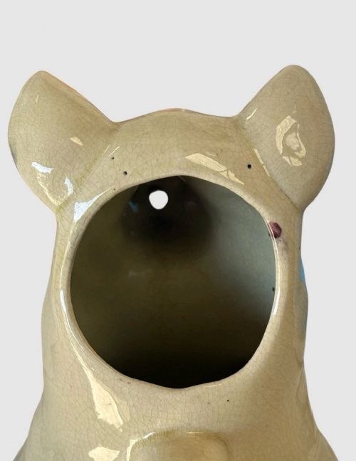 ANTIQUE MAJOLICA GLAZED CERAMIC PIG JUG PITCHER CREAMWARE STYLE RUSTIC - ADDITIONAL PHOTO 6